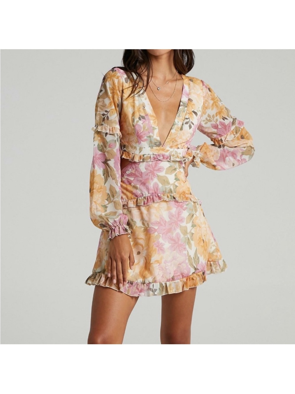 Floral Lace Back Mini Dress